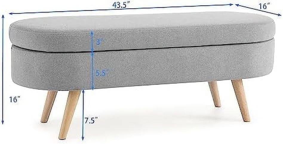 Oval Linen Fabric Upholstered Ottoman Q111