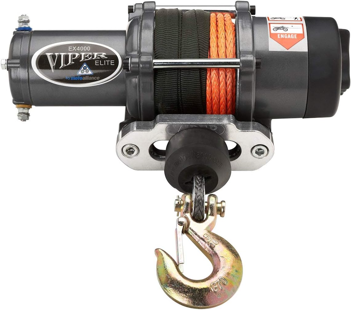 VIPER Elite ATV/UTV Winch 4500lb 40 feet BLACK Synthetic Rope and Wireless Remote X2407