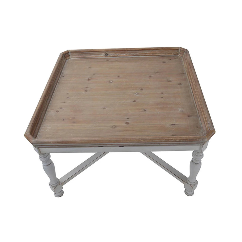 Square Coffee Table with Aged White & Natural Finish L174090