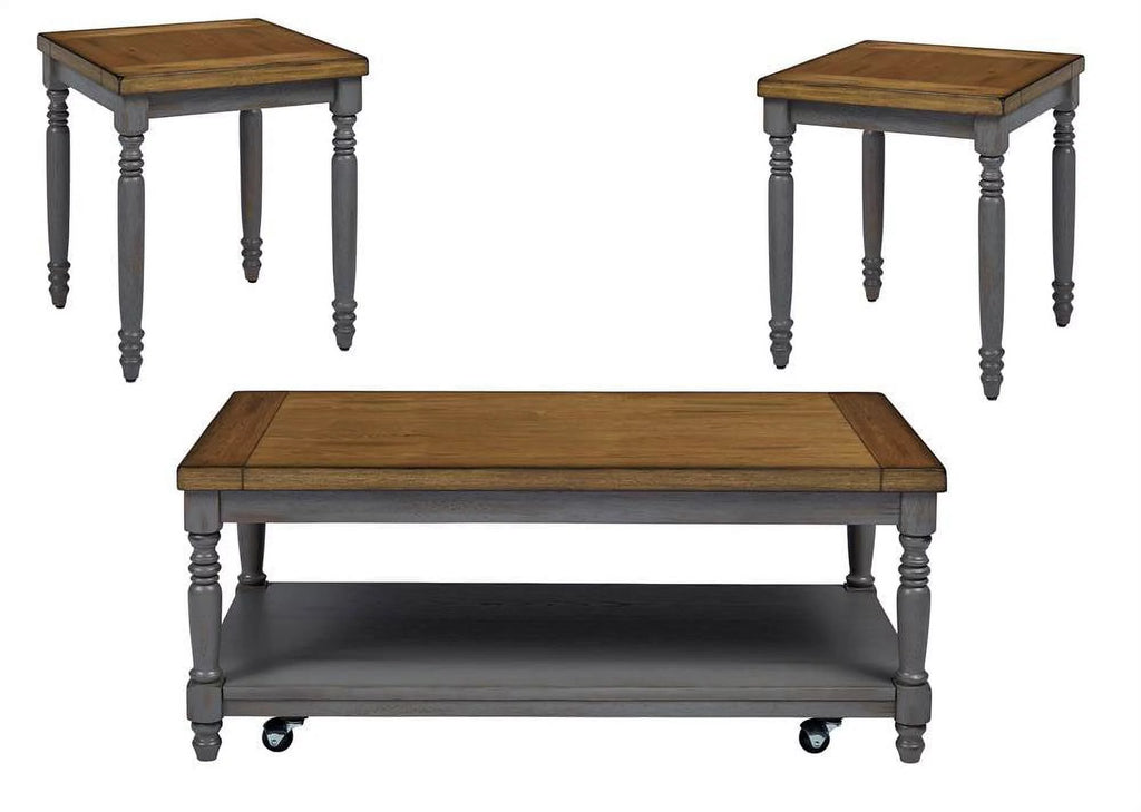 Brown Wood Cocktail Table & 2 End Tables W796