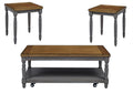 Brown Wood Cocktail Table & 2 End Tables W796