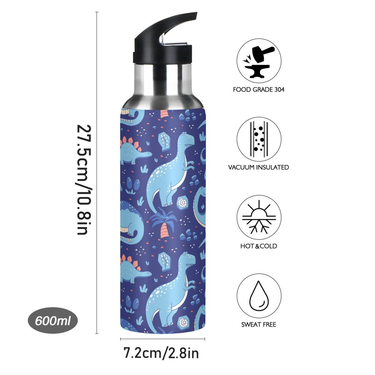 Stainless Steel Insulated Water Bottle with Straw Lid D3107