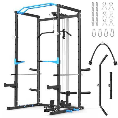 Power Cage Squat Rack with Cable Crossover System O415237