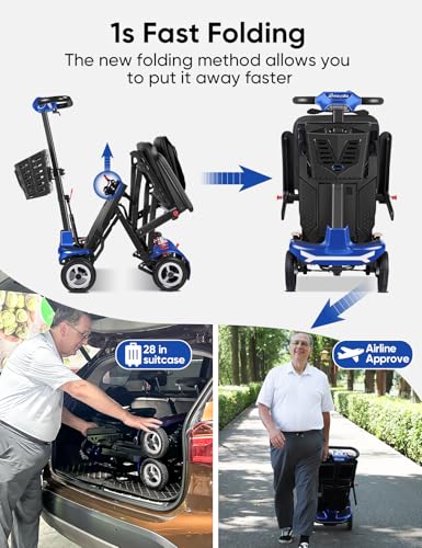 37.5 lbs Ultra Lightweight Folding 4 Wheel Mobility Scooter, Blue W983320