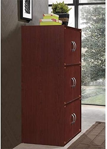 3 Shelf 6 Door Bookcase in Mahogany A508207