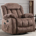 Brown Fabric Manual Rocking Recliner with Heat and Vibration R38914