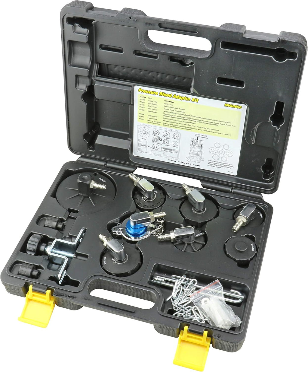 Professional Hydraulic Brake and Clutch Pressure Bleeding System with 7 Master Cylinder Adapters and Storage Case U285