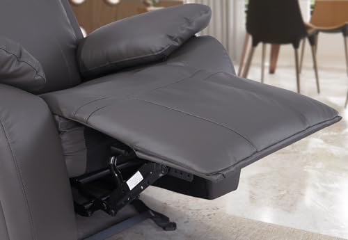 Black Oversized Manual Leather Recliner Sofa Couch with Cup Holders U6950