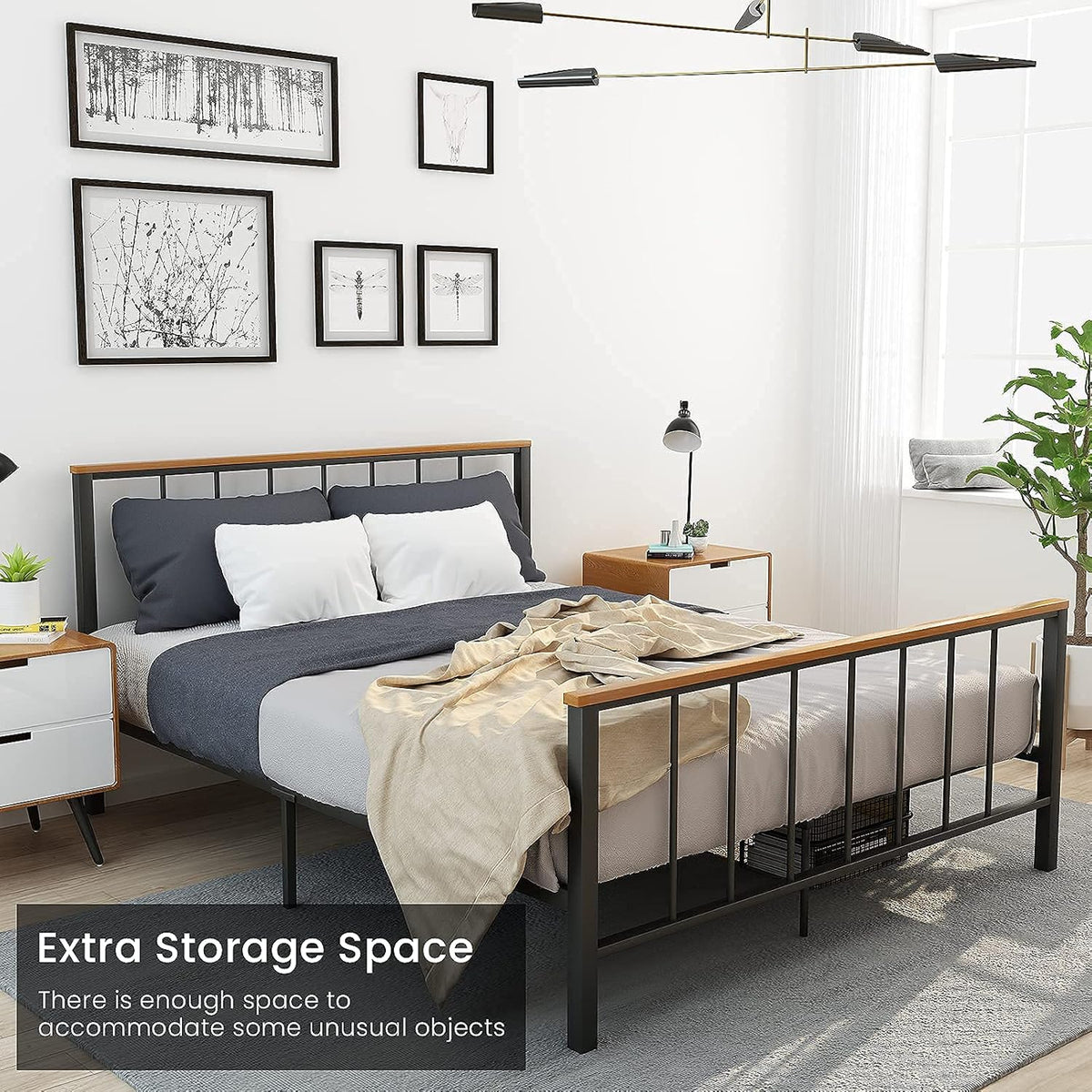 Metal Platform Bed Frame with Headboard and Footboard Full Z9283