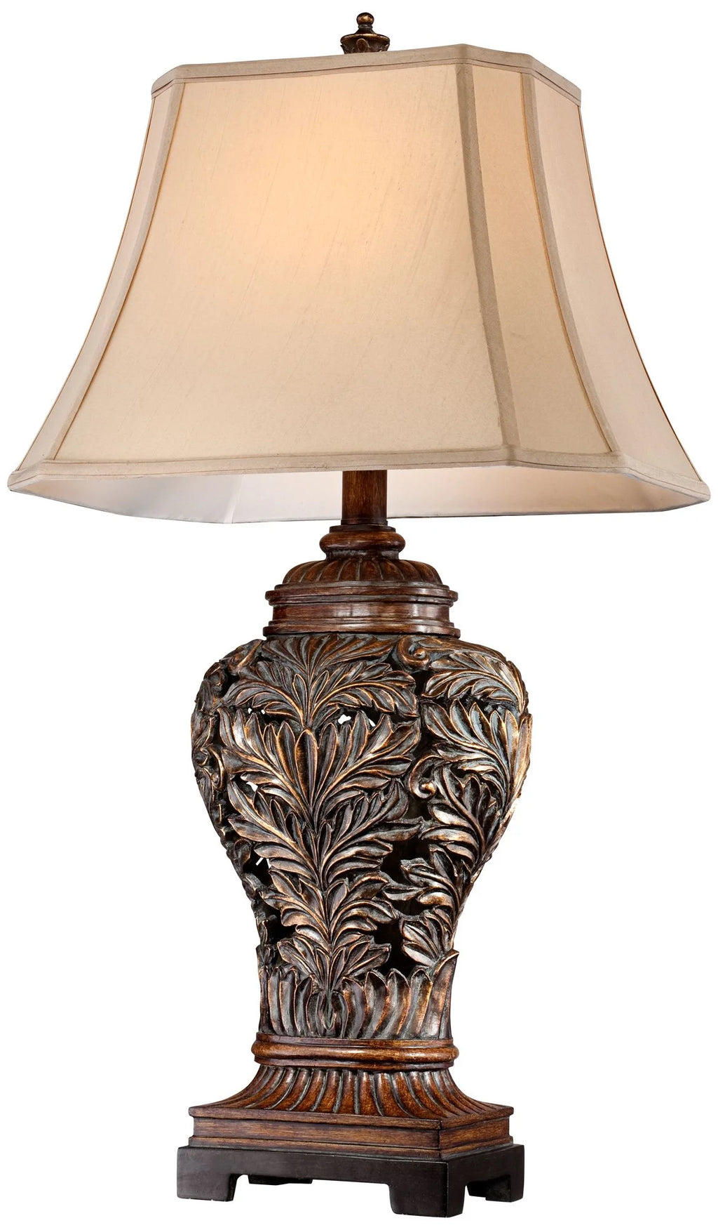 Traditional Table Lamps 32.5" Tall Set of 2 Bronze Tan Rectangular Shade P660