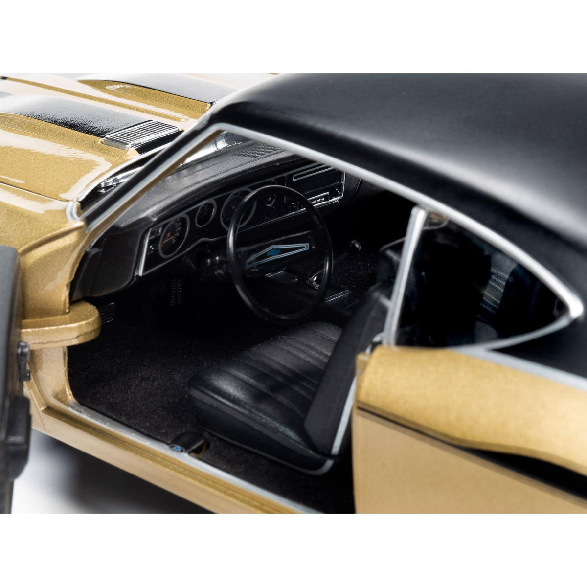 1969 Chevrolet Chevelle Yenko Hardtop Olympic Gold Metallic with Black Top and Black Stripes 1/18 Model Car Y3295