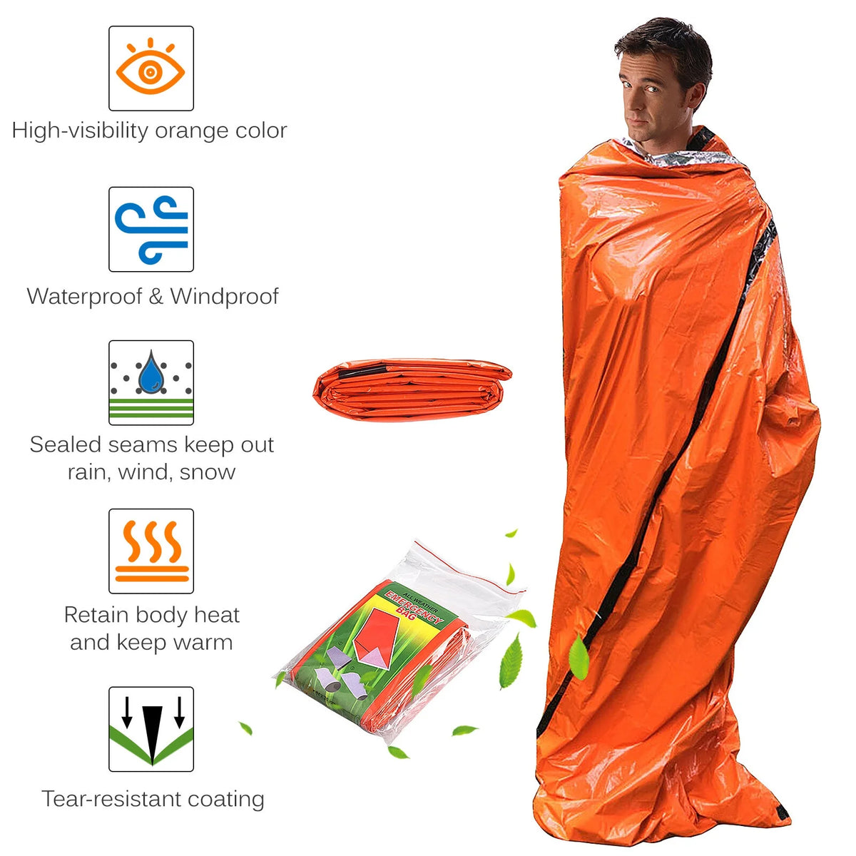 Waterproof Thermal Poncho Raincoat with Sleeping Bag and Tent Shelter X2448