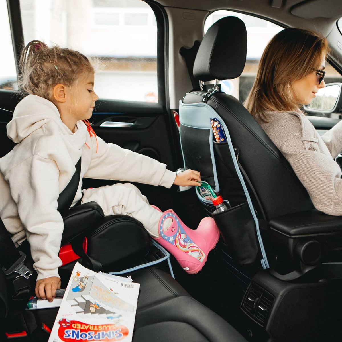 Black Navy Blue Pack of 2 Car Seat Organizer U851