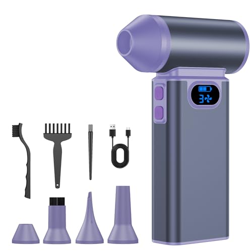 Black Rechargeable Electric Air Duster with Digital Display P413