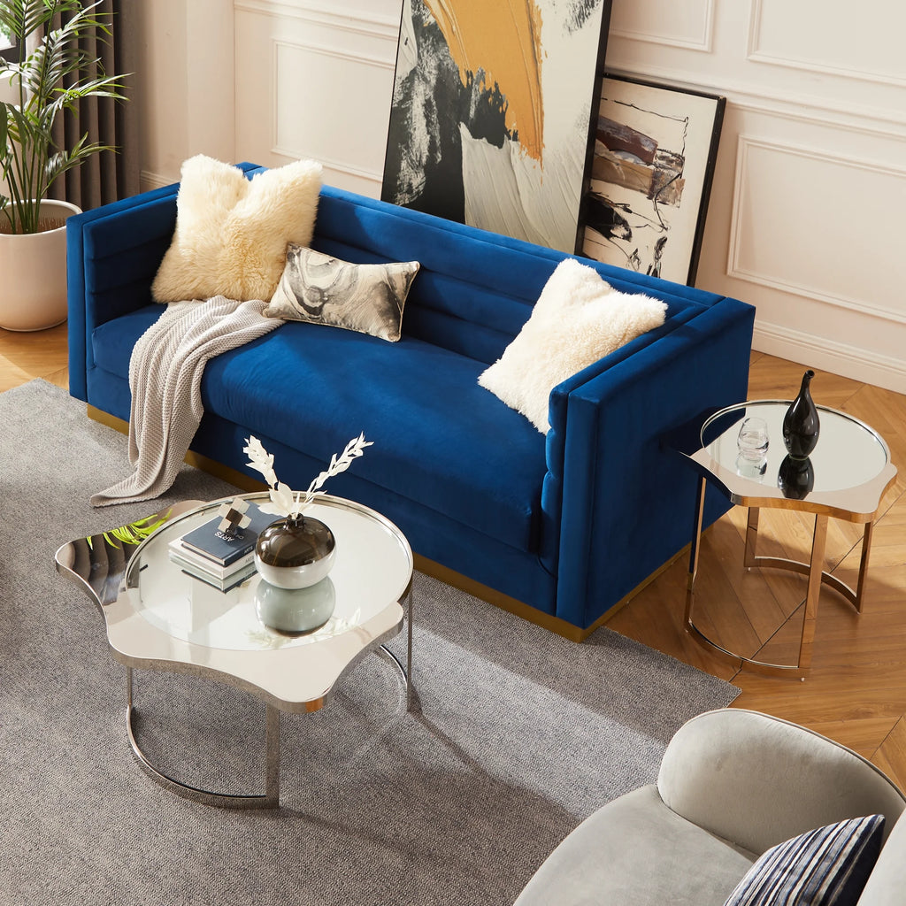 Abstract End Table with Mirrored Top B7207