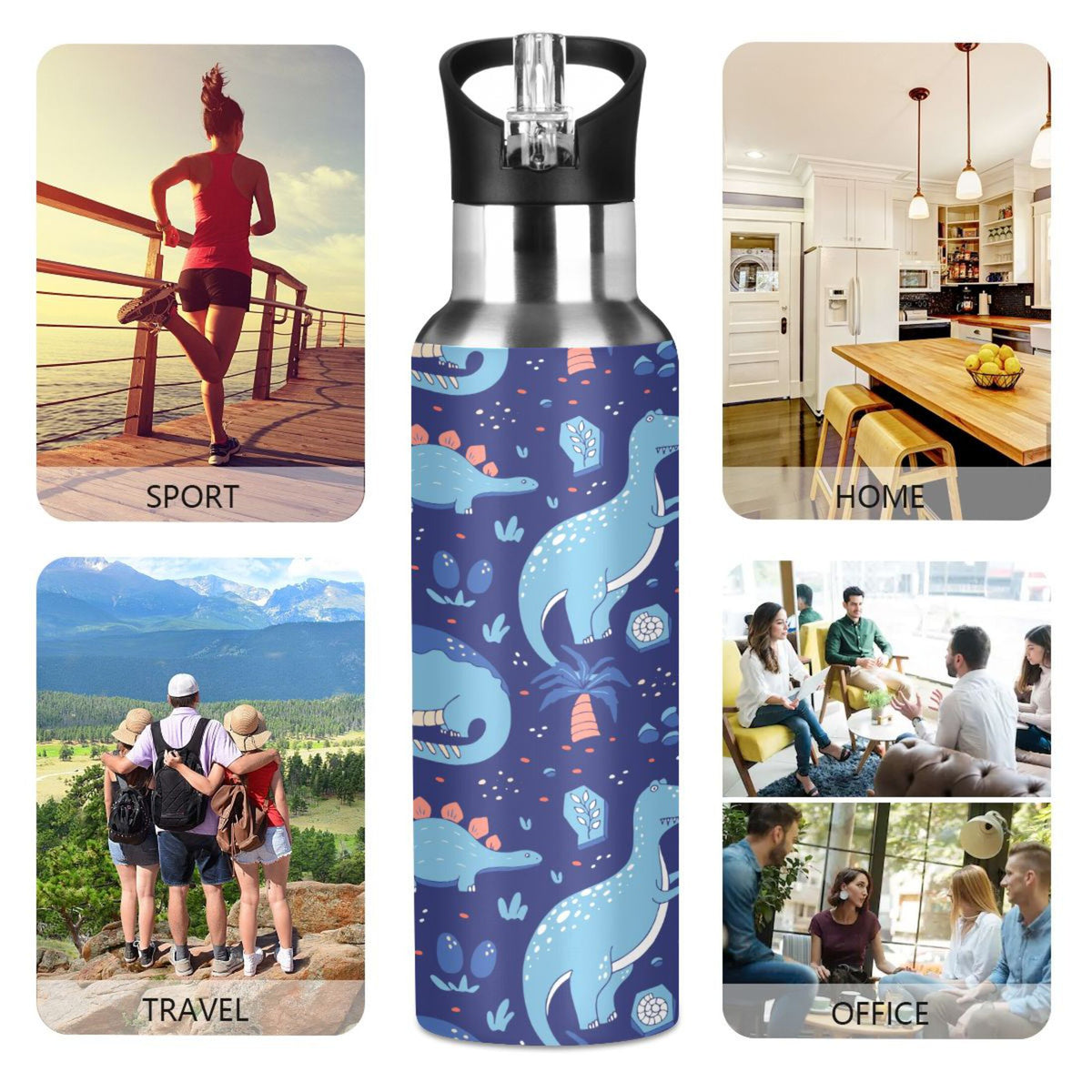 Stainless Steel Insulated Water Bottle with Straw Lid D3107