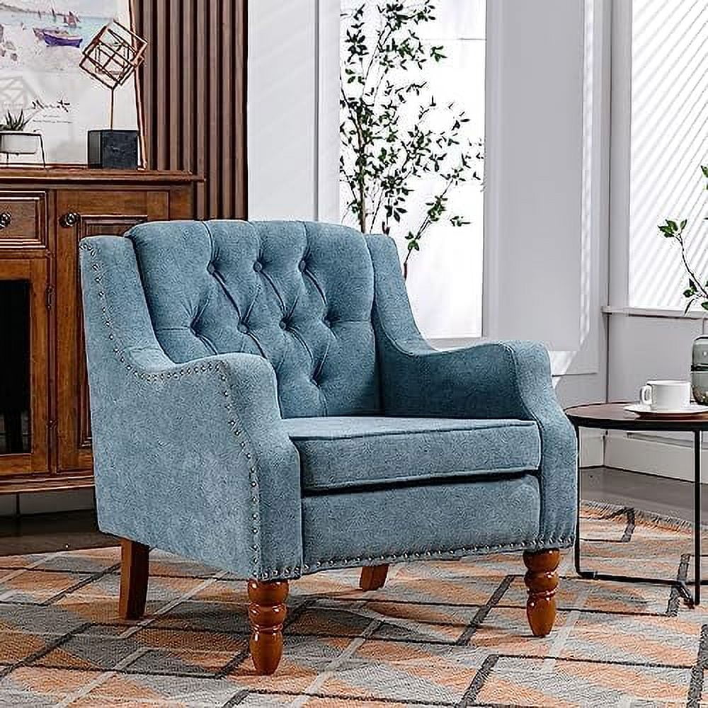 Linen Upholstered Button Tufted Accent Chair N486995