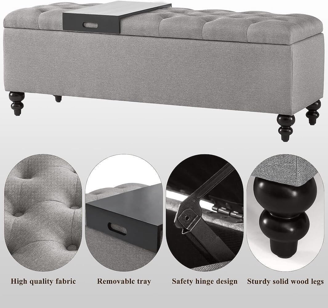 Grey Upholstered Storage Ottoman O68051