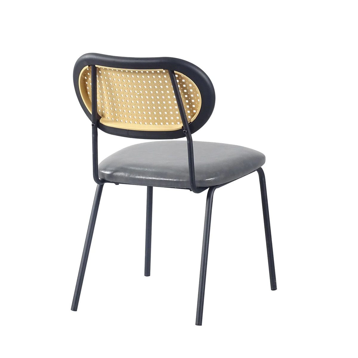 Light Gray Set of 4 Upholstered Dining Chairs with Black Metal Legs T961