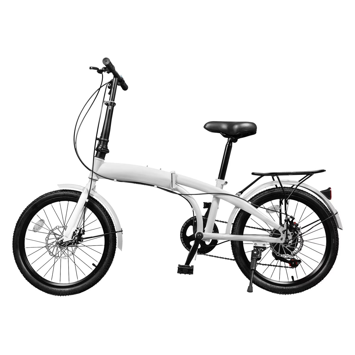 20 inch White Folding Bike with 7-Gear Disc Brakes Aluminum Alloy A8479
