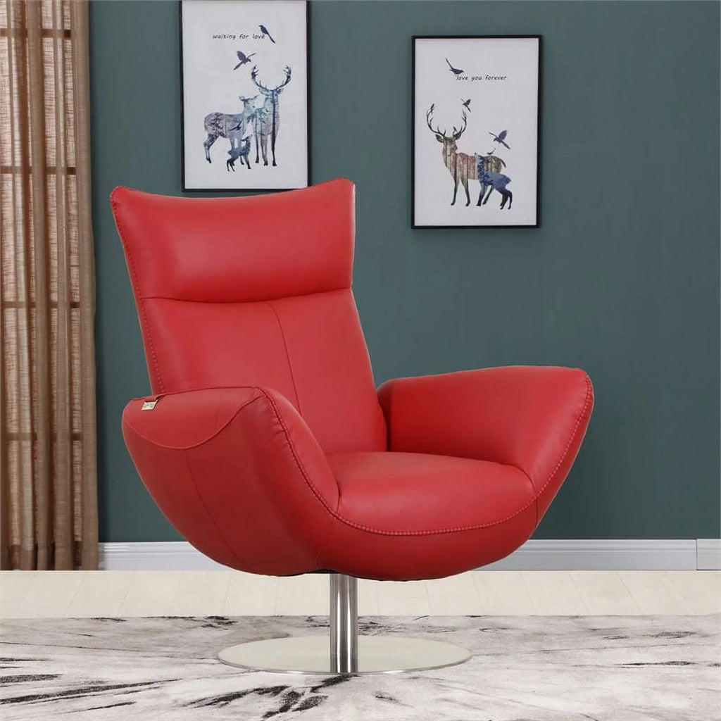 Red Italian Leather Lounge Chair L5456