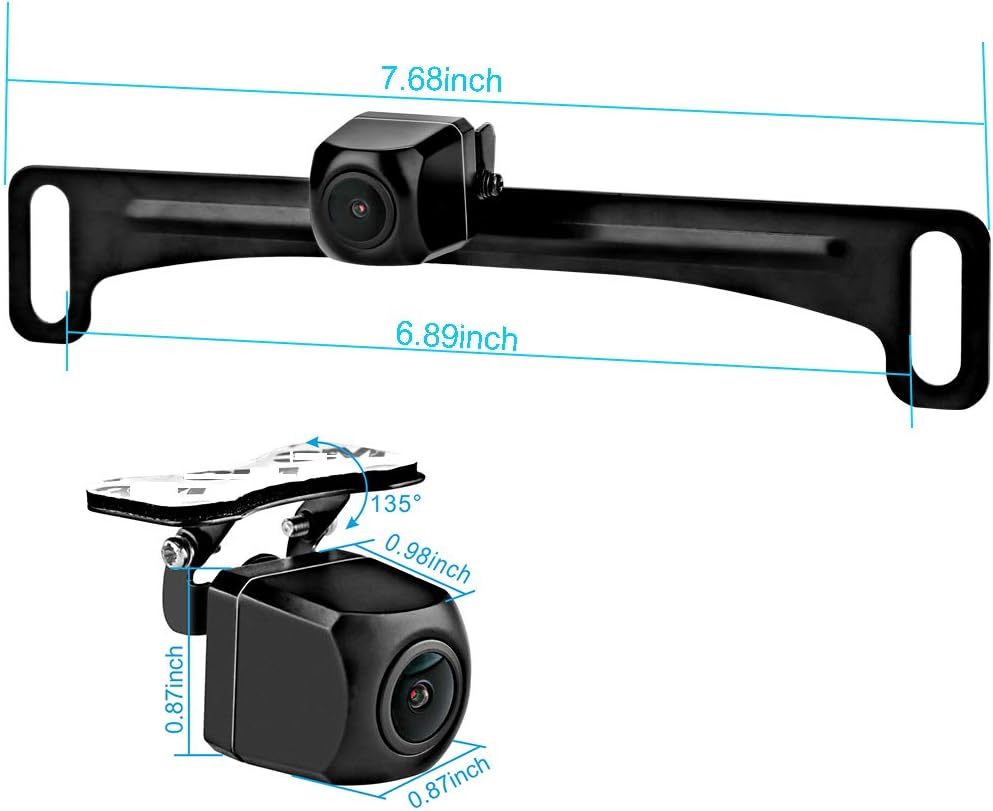 License Plate Backup Camera with Dynamic Moving Guide Line, Waterproof Night Vision Rear View Camera Pack of 2 A662517