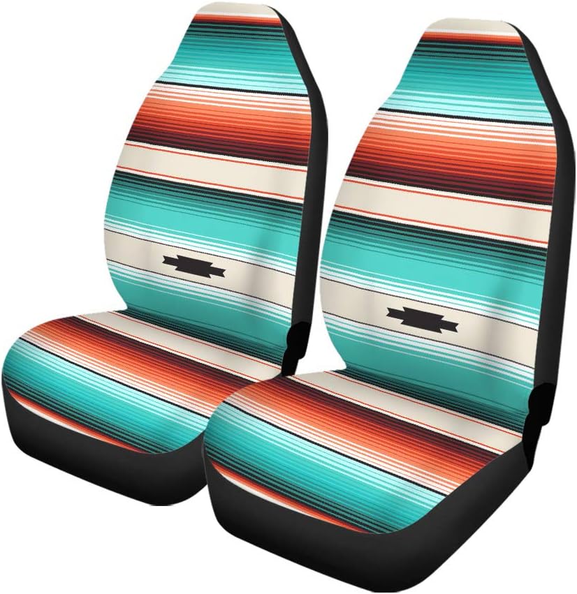 Set of 2 Car Seat Covers Turquoise Stripes R89684