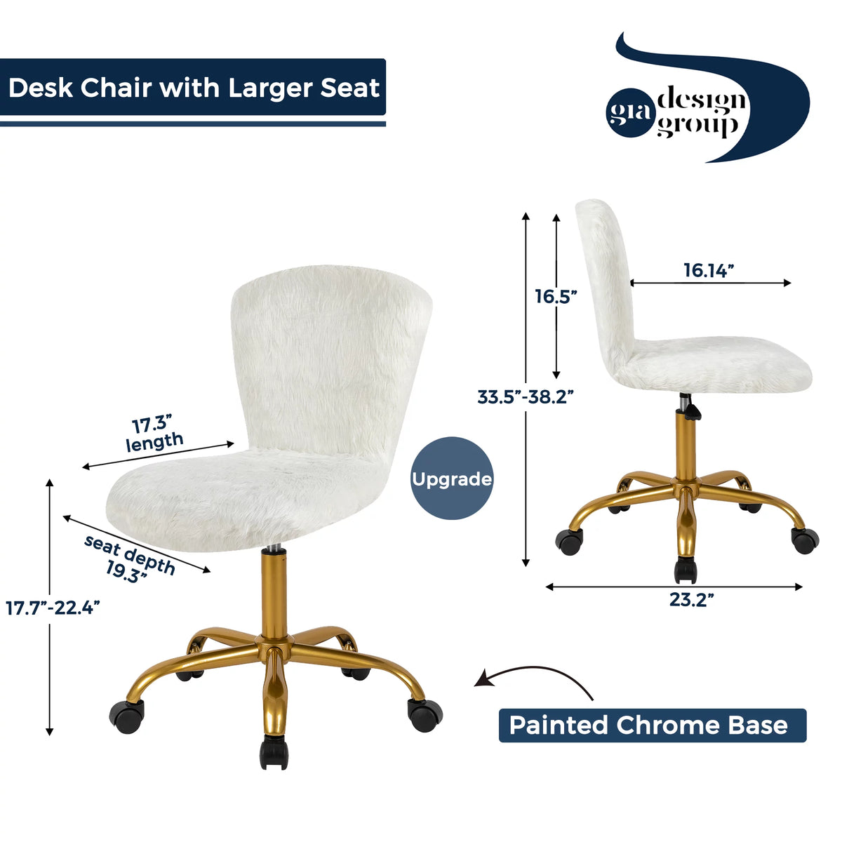 White Faux Fur Adjustable Swivel Vanity Chair K42173
