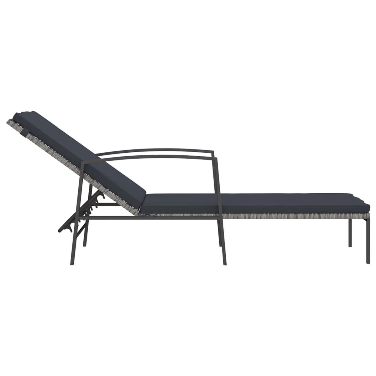 2 pcs Poly Rattan Sun Loungers with Table J13022