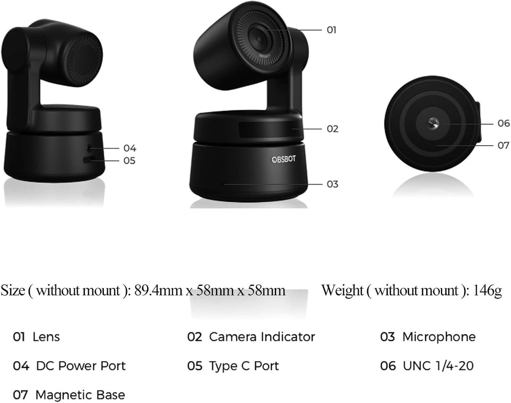 PTZ Webcam with AI Framing and Autofocus, Full HD 1080p B812847
