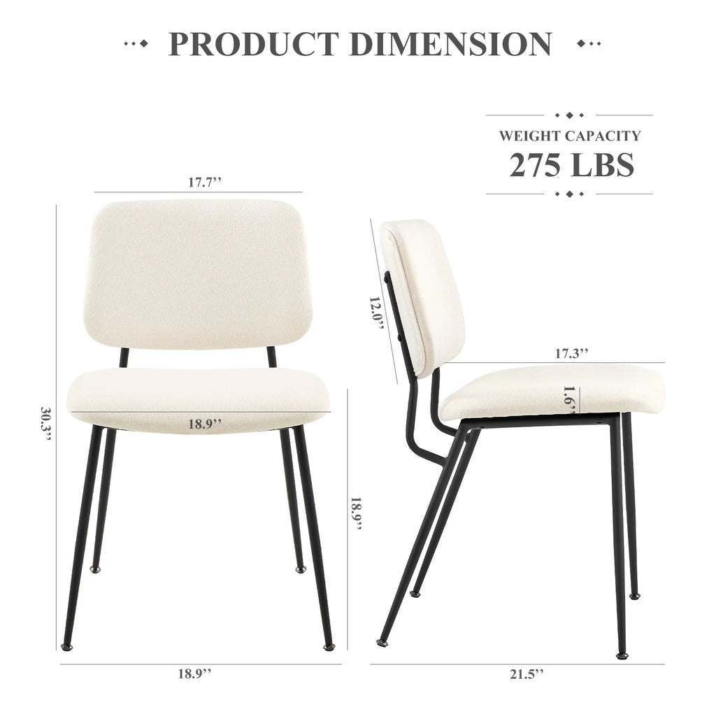 Cream Fabric Upholstered Dining Chairs Set of 6 C243