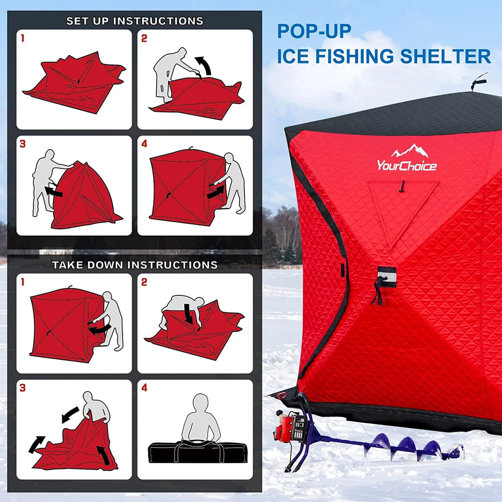 Pop Up 3-4 Person Insulated Ice Fishing Shelter I963670