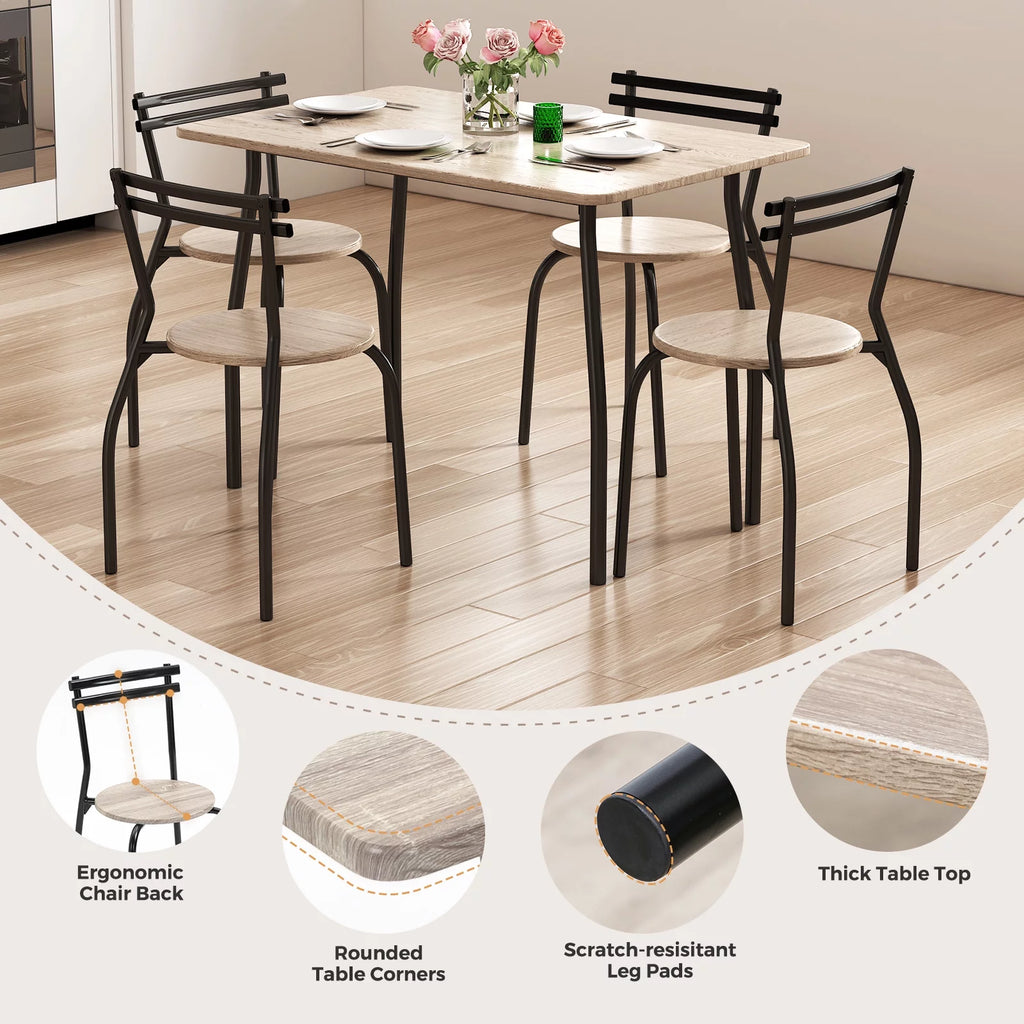5-Piece Kitchen Table and Chairs for 4 Metal Frame Q69119