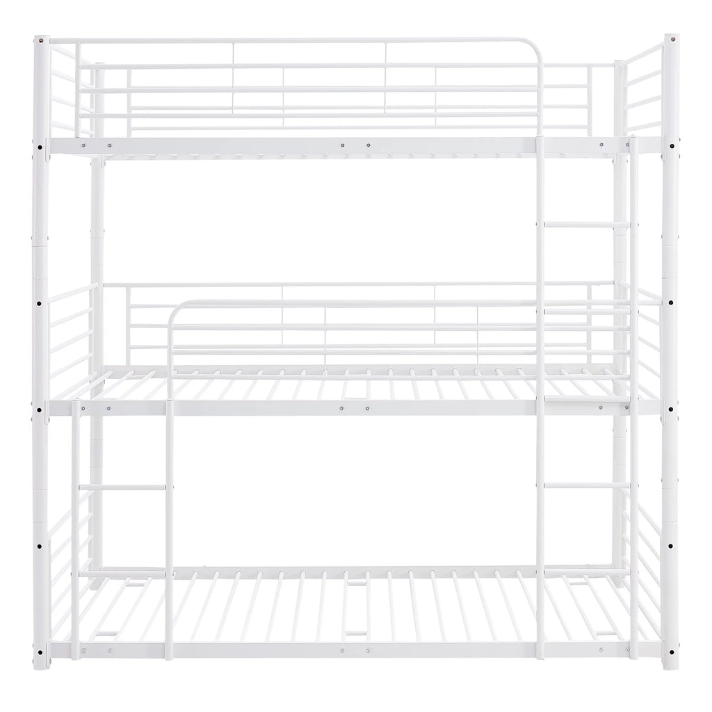 Full Metal Triple Bed with Built-In Ladder White R84317