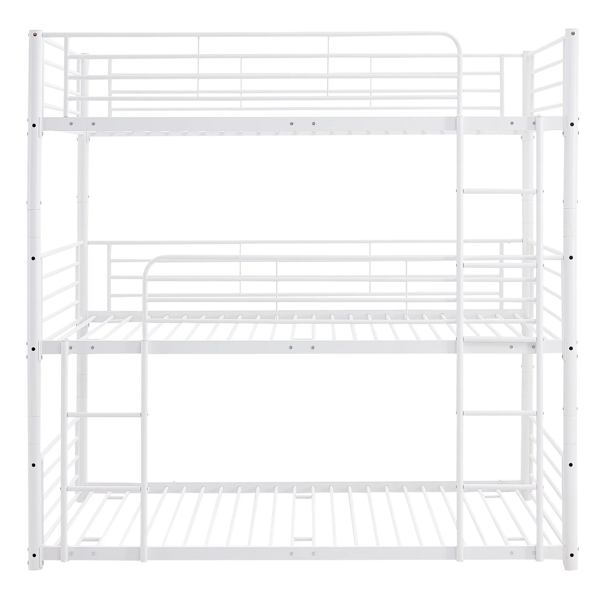 Full Metal Triple Bed with Built-In Ladder White R84317