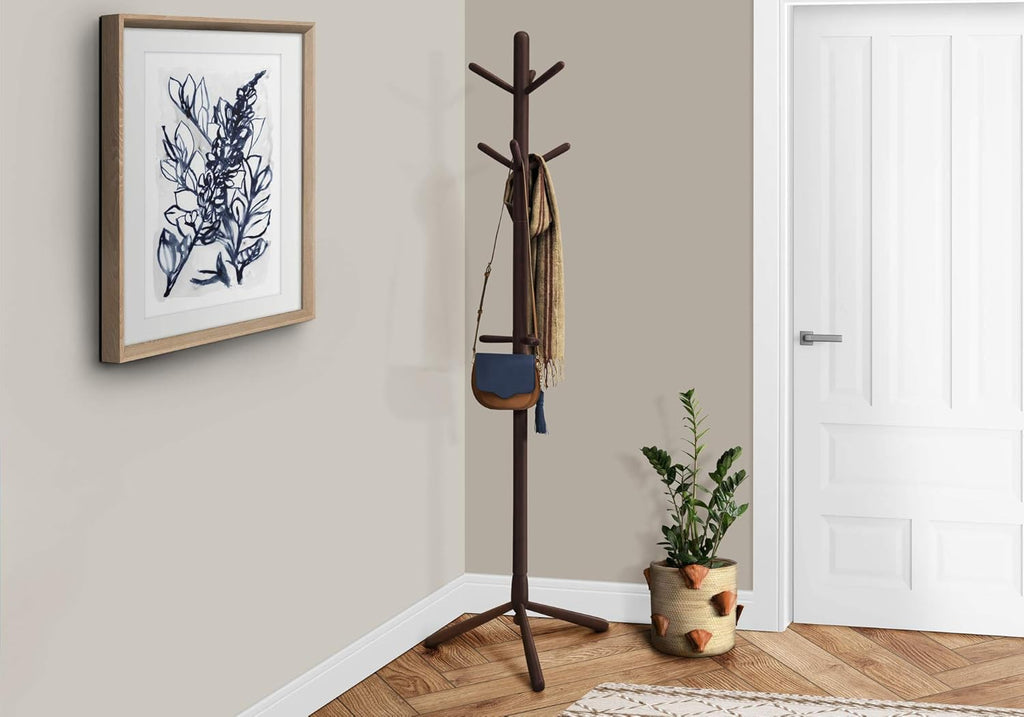 Solid Wood Coat Rack Cappuccino F69658