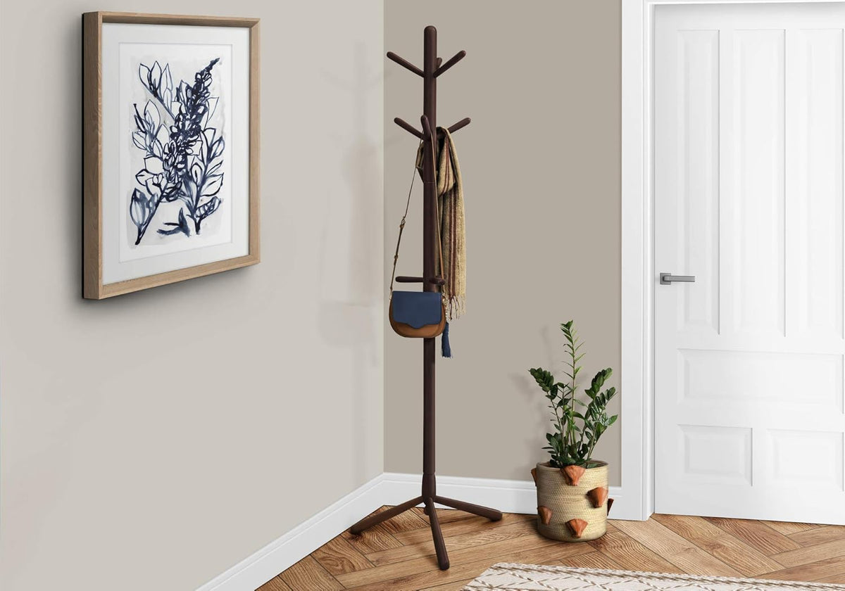 Solid Wood Coat Rack Cappuccino F69658