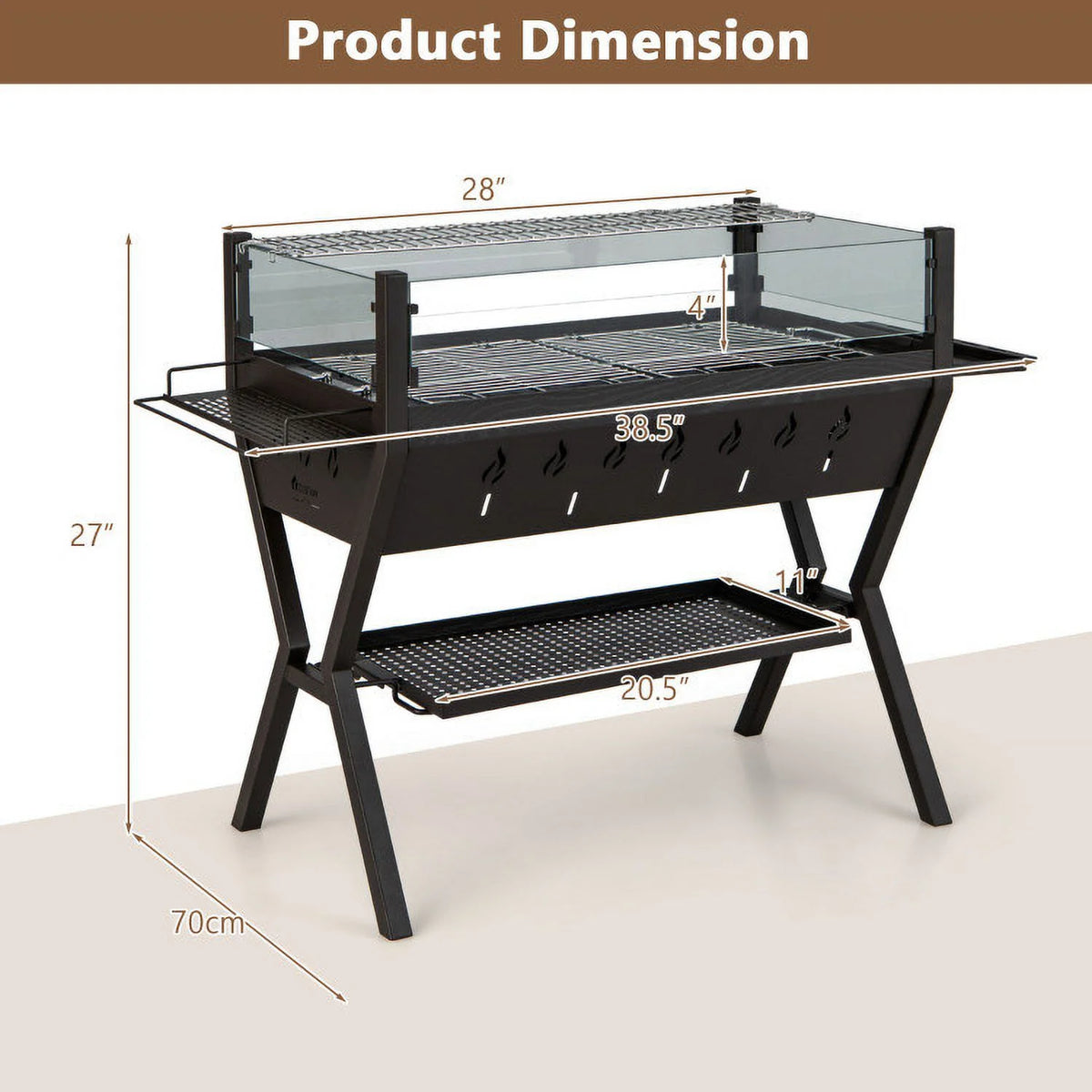 3-in-1 Charcoal BBQ Grill V716408