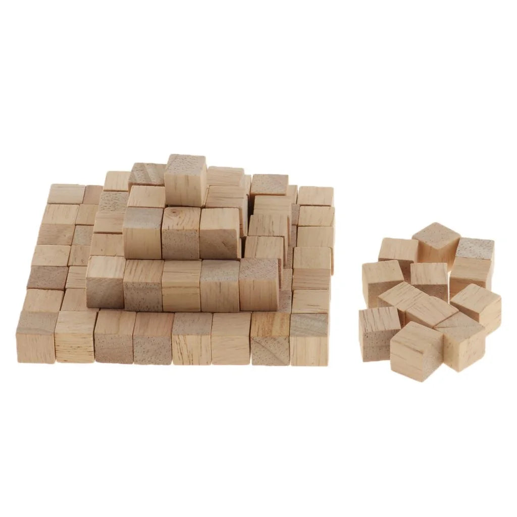 400pcs Natural Wooden Building Blocks Cubes Set J46901