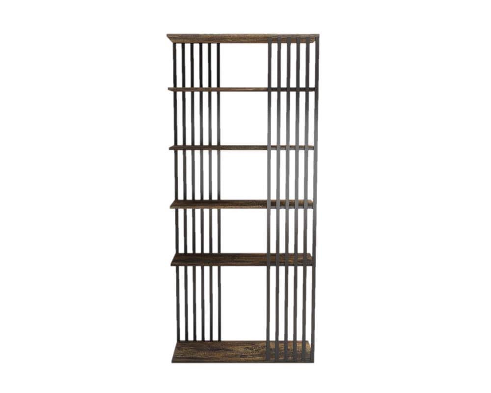 Brown Wood 5-Shelf Bookcase D30256