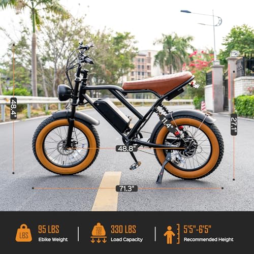 1000W 20" Fat Tire 48V 17.5AH Removable Battery Electric Bike D3134