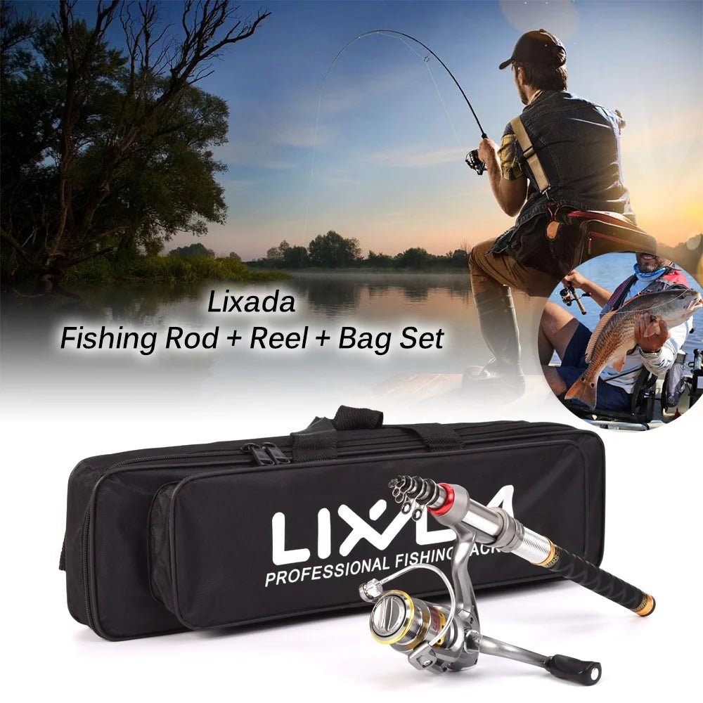 Telescopic Fishing Rod and Reel Combo Full Kit Spinning Pole Set M716827