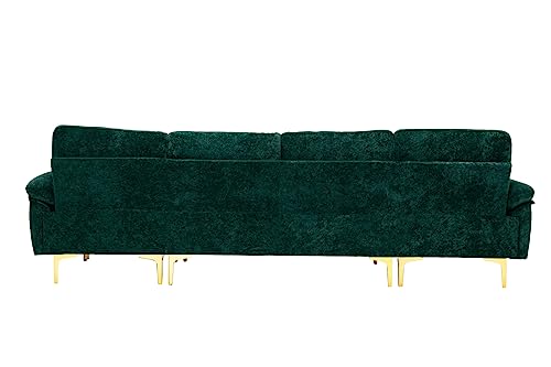 Purple 114 Inch Fabric Upholstered Modular Sectional Sofa with Chaise Lounge Ottoman and 2 Pillows A386300