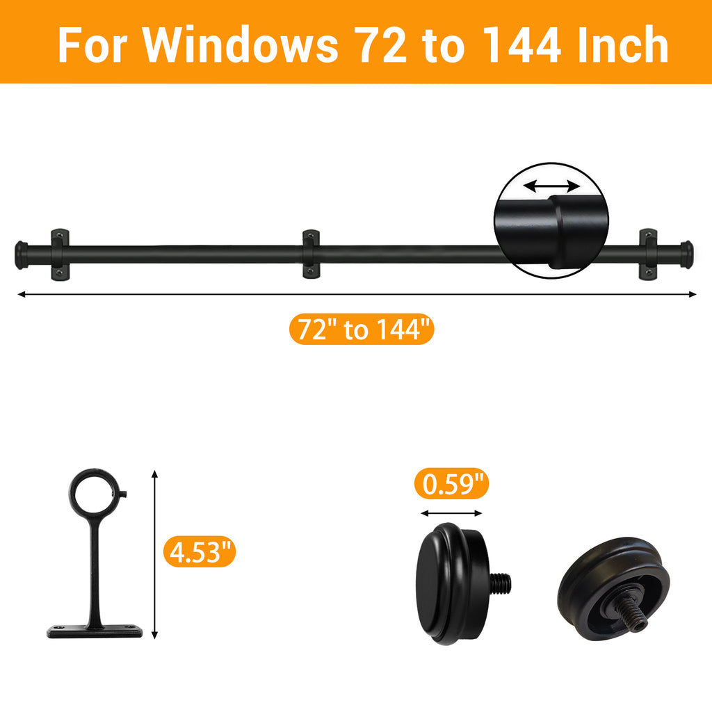 Black Adjustable Industrial Curtain Rod Z168