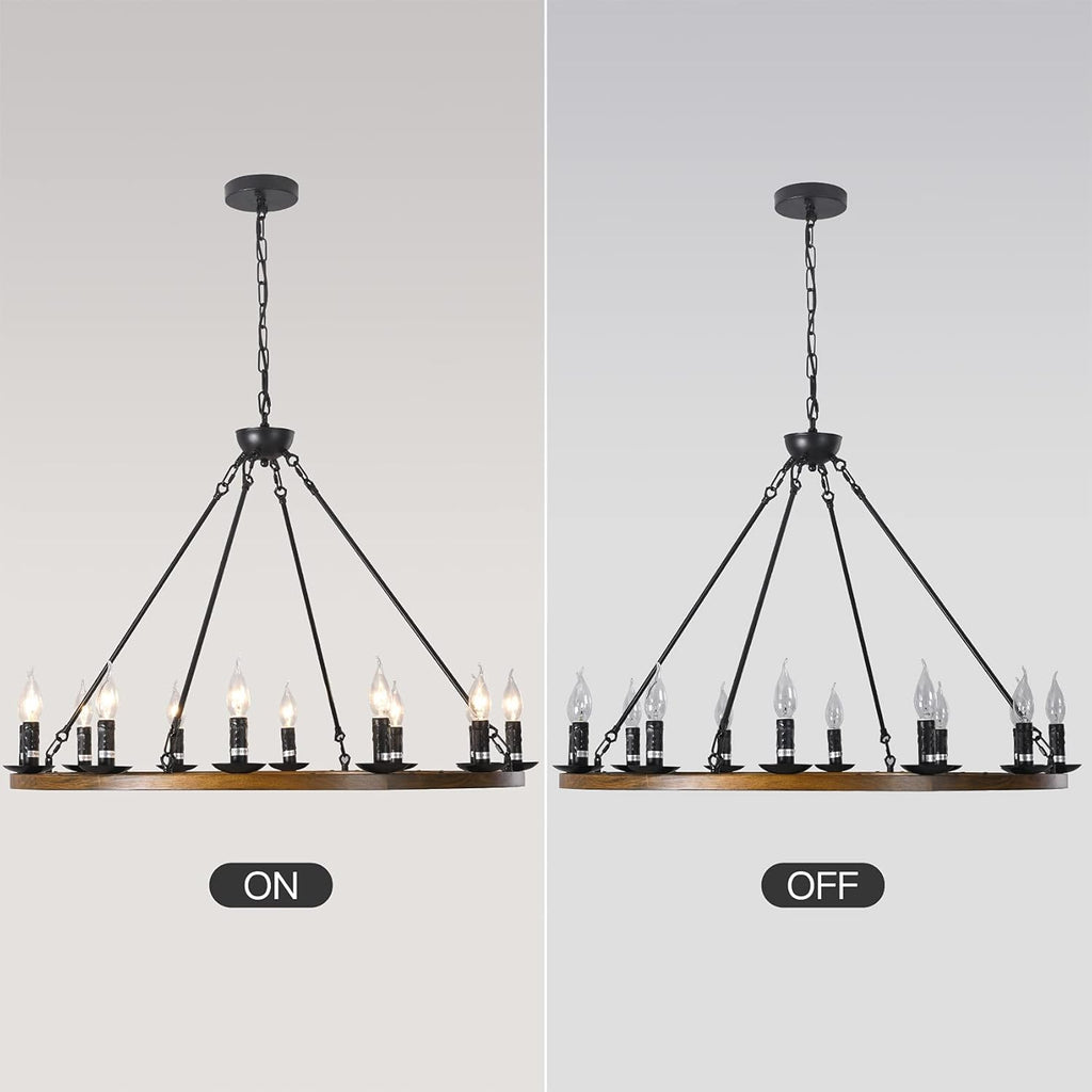 12-Lights Farmhouse Wagon Wheel Chandelier U6136