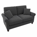 Charcoal Gray Herringbone Fabric Loveseat G14027