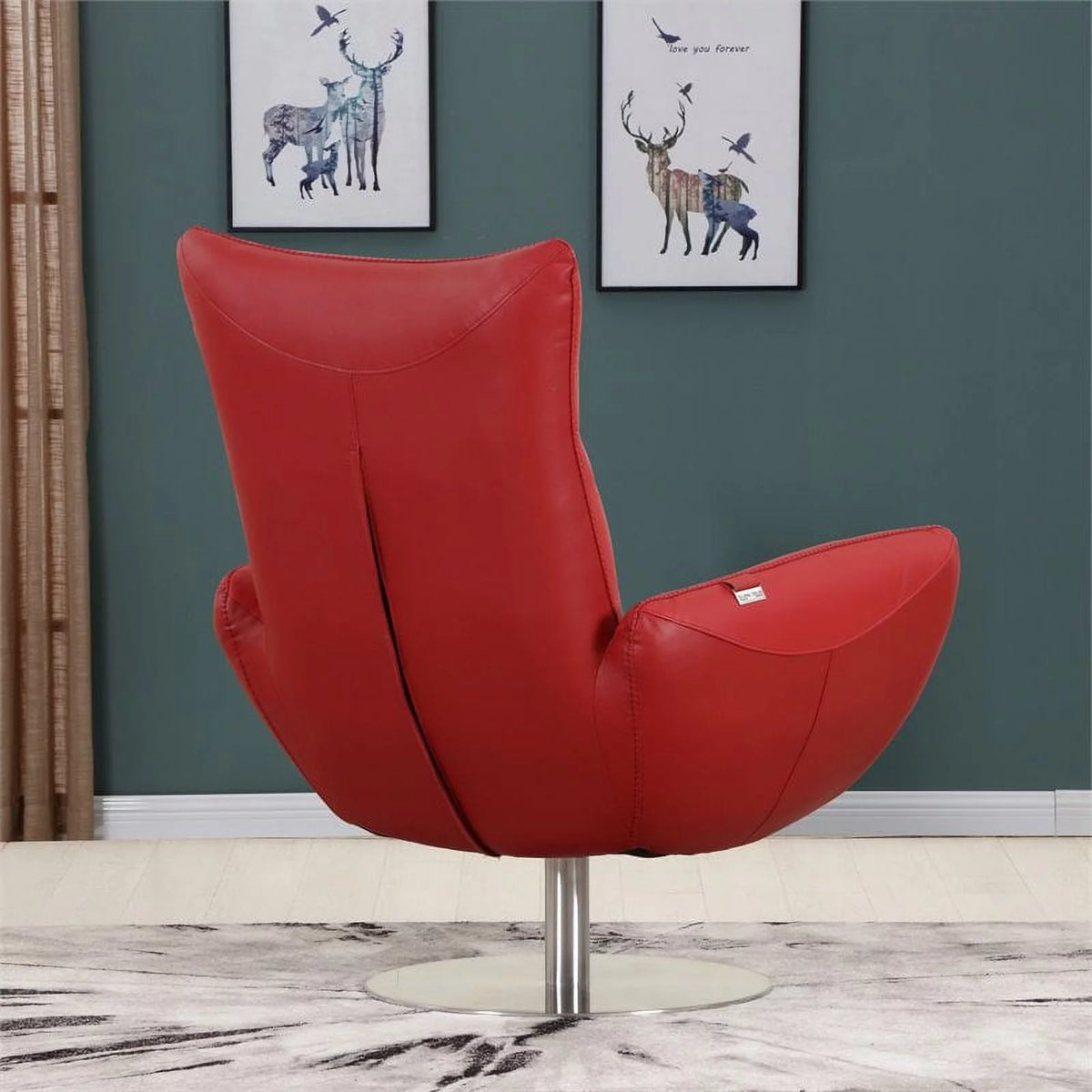 Red Italian Leather Lounge Chair L5456