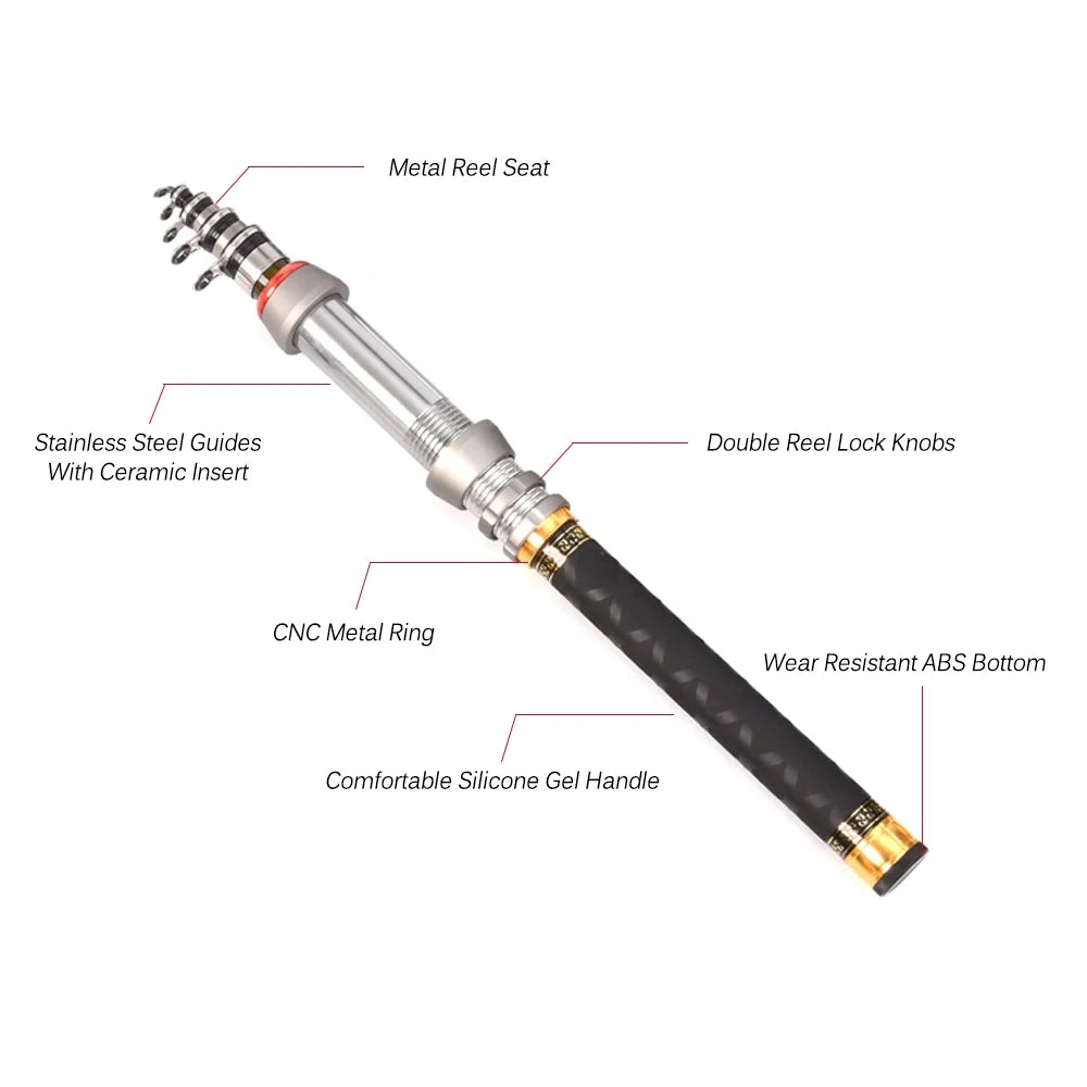 Telescopic Fishing Rod and Reel Combo Full Kit Spinning Pole Set M716827