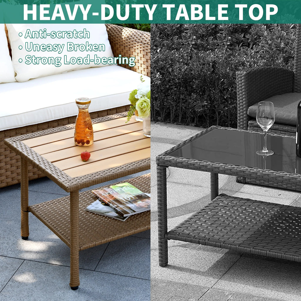 Outdoor Wicker Coffee Table with Storage O7892