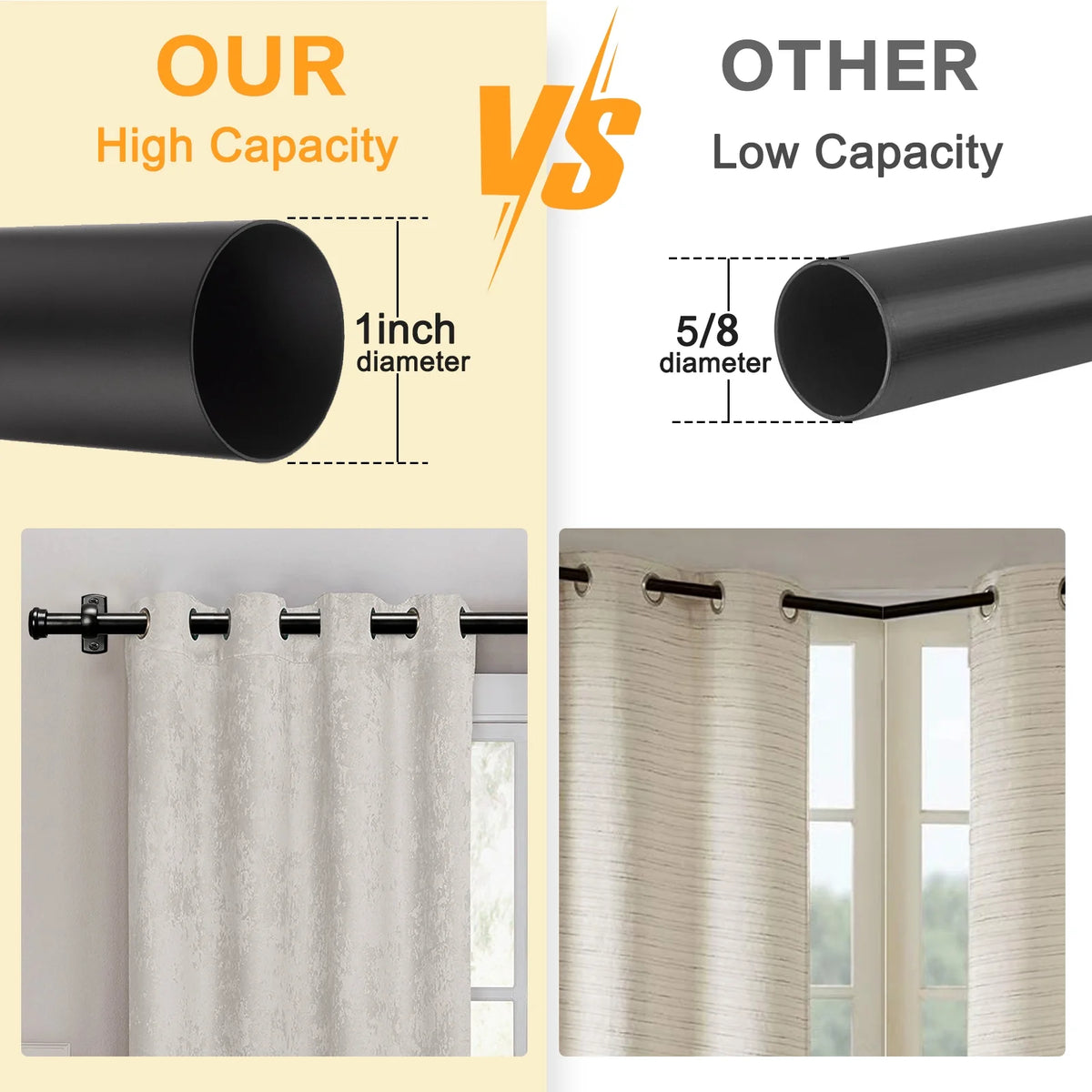 Black Adjustable Industrial Curtain Rod Z168